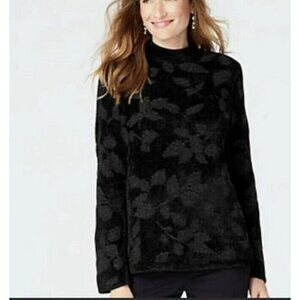J. Jill Silk Wool Sweater Womens M Black Bloomcore Casual Textured Dark Feminine